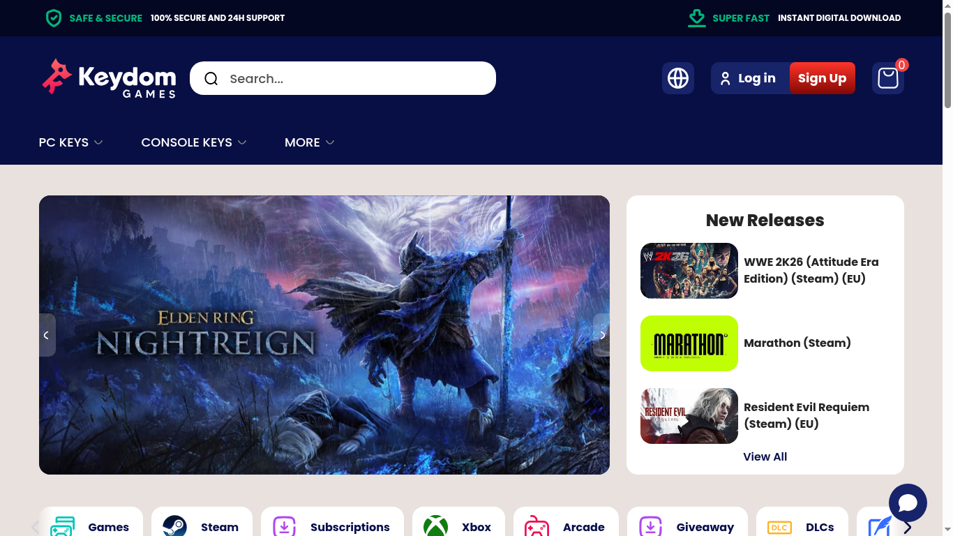 Keydom: desktop view